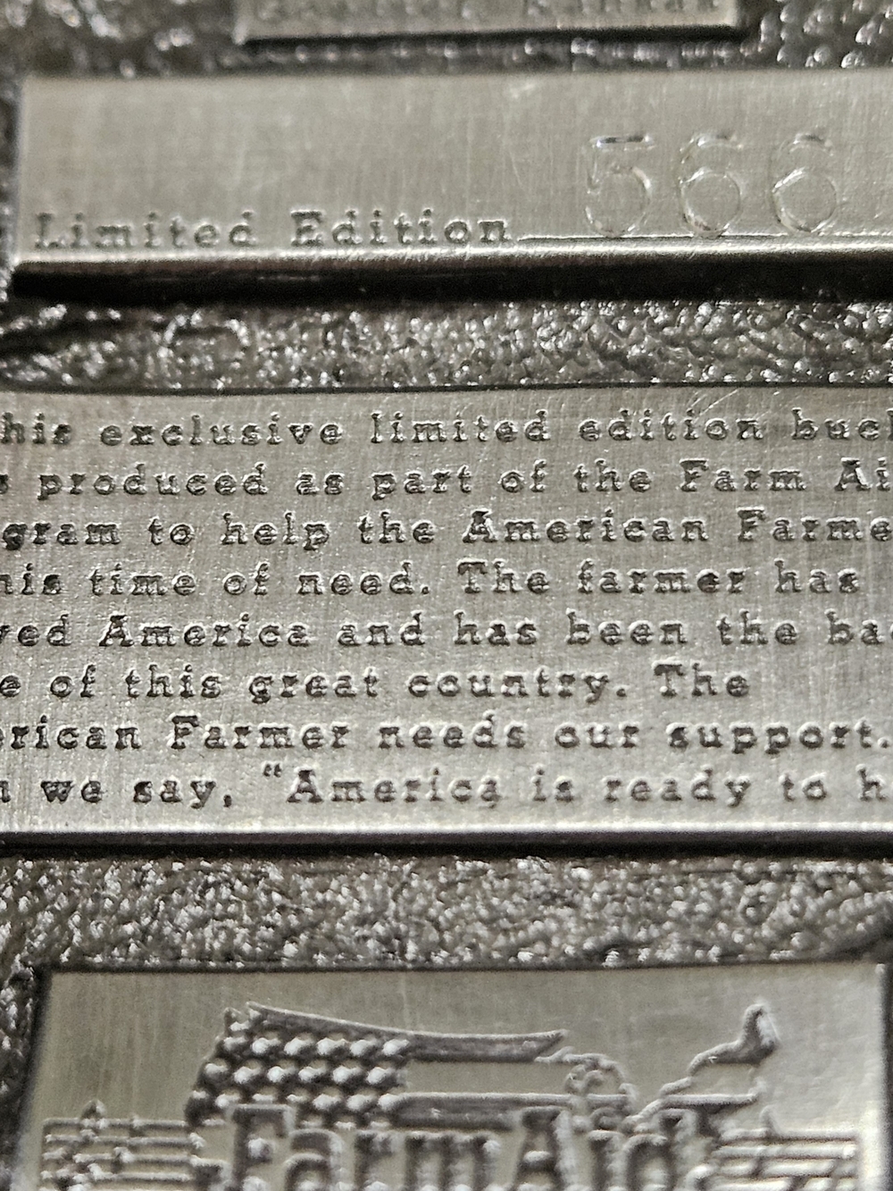 1985 Farm Aid Support the American Farmers Belt Buckle - Picture 4 of 7